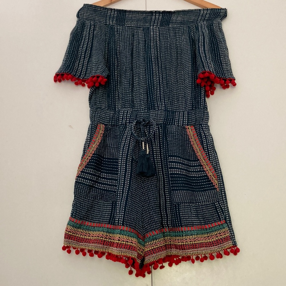Anthropologie "THML" Romper with pompon Size XS